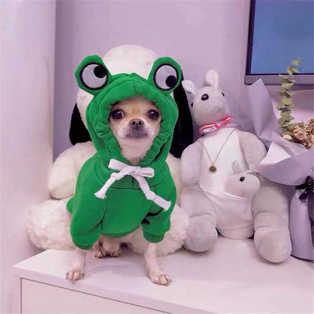 Niedlicher Hunde-Hoodie in Froschform: Hundemantel, Haustier-Halloween-Cosplay-Kostüm, Haustierkleidung, Kapuzenpullover für Welpen und Katzen.