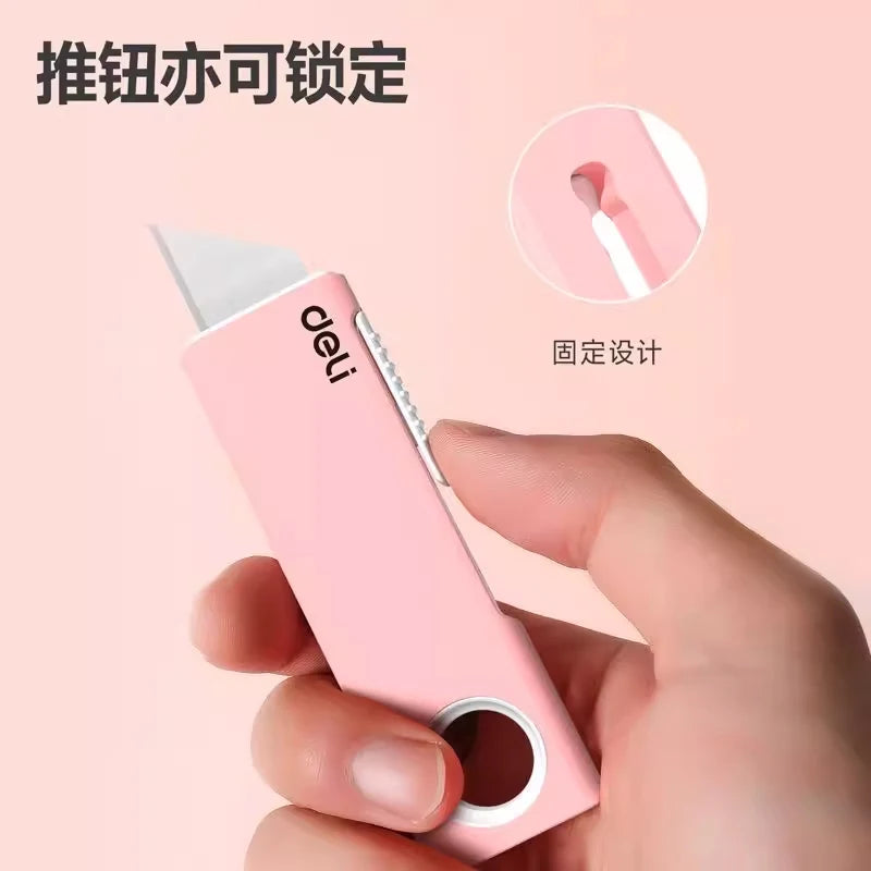 Deli Mini Retractable Utility Knife – Taschenmesser mit SK5 Hochkohlenstoffstahlklinge, ideal für DIY und Arbeit, Boxenöffner