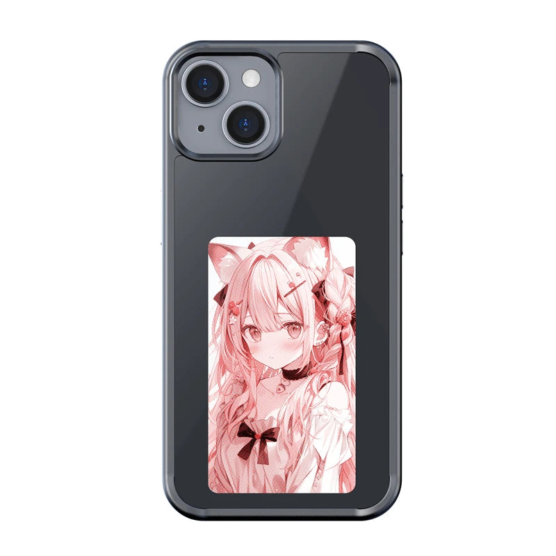 new-tech-nfc-function-phone-case-for-iphone-15-14-13-pro-max-diy-cases-e-ink-screen-phone-cover-cartoon-girl-fundas-battery-free
