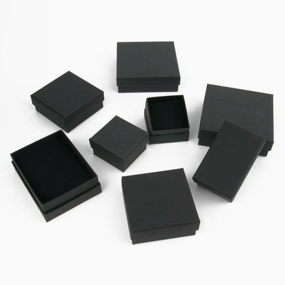 Schwarzes Papiermaterial, Schmuckschatullen, Karton, Anhänger, Geschenkbox, Taschen, rechteckige Halskette, Armbänder, Ohrringe, Verpackung, Aufbewahrungsboxen