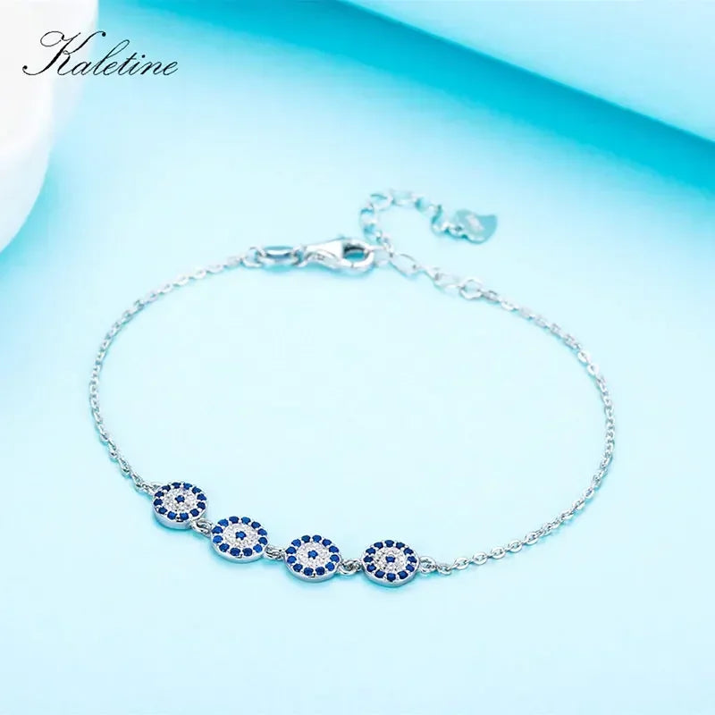 Kaletine 925 Sterling Silber Armband Neue Mode Türkei Glück Bösen blick Zirkonia Echtes Silber Schmuck für Armband Frauen