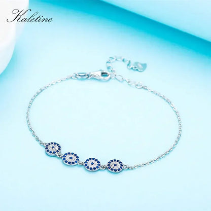 Kaletine 925 Sterling Silber Armband Neue Mode Türkei Glück Bösen blick Zirkonia Echtes Silber Schmuck für Armband Frauen
