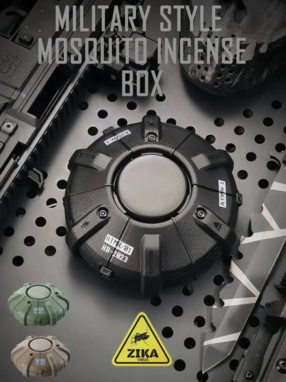 Taktische Mücken-Räucherbox für Zuhause, Outdoor, Camping, kreativer Mückenschutz im Militärstil, feuerfest, mit Abdeckung