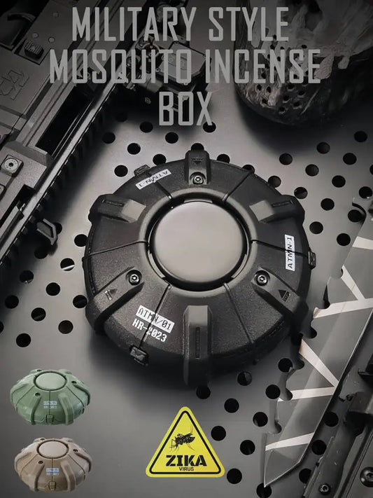 Taktische Mücken-Räucherbox für Zuhause, Outdoor, Camping, kreativer Mückenschutz im Militärstil, feuerfest, mit Abdeckung