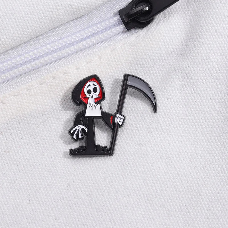 Cartoon Halloween Sensenmann Emaille Pin Animation Abenteuer von Billy Mandy Brosche Revers Abzeichen Festival Freunde Schmuck Geschenke