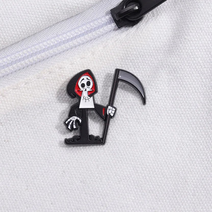 Cartoon Halloween Sensenmann Emaille Pin Animation Abenteuer von Billy Mandy Brosche Revers Abzeichen Festival Freunde Schmuck Geschenke