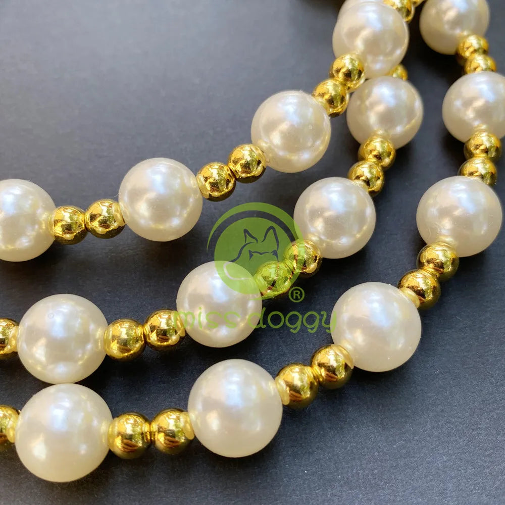 Luxus-Perlen-Perlen-Hundeleine-Kette-für-Haustiere-Weißgold-Leine-zum-Gassigehen-Hund-Katzenhalsband-Zubehör-Produkte-für-kleine-Hunde