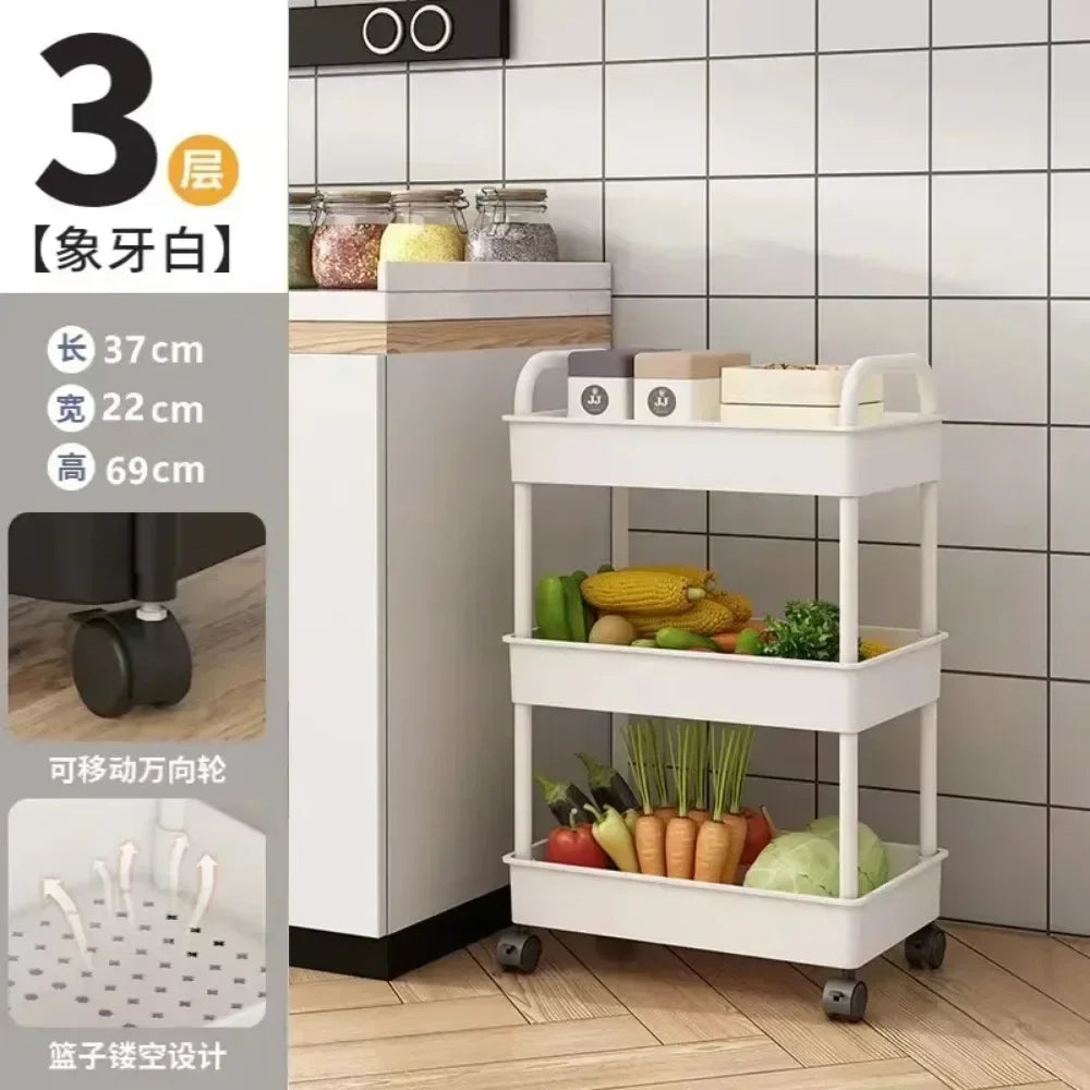 Neuer mehrlagiger Rollwagen – Küchenbodenregal, Schlafzimmer-, Baby-Snack-, mobiles Badezimmerregal, Haushaltswagen mit Rollen