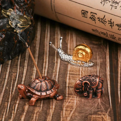 Retro Tier Skulptur Messing Frosch Schnecke Schildkröte Form Weihrauchfass Zen Meditieren Stab Halter Brenner Ständer Weihrauch Holde Wohnkultur