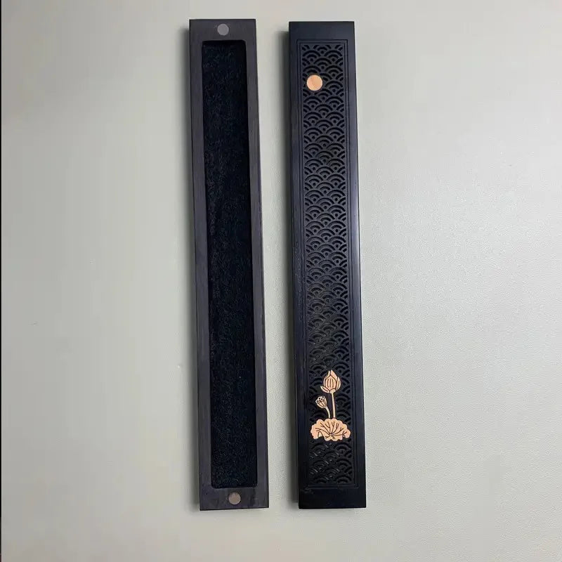 Schwarzes Sandelholz -E -Censer -Schachtel handgefertigtes Schnitzen ausgehöhlt aus Holzhalter Linie Weihrauch Brenner Box Haushalt Yoga Innendekoration
