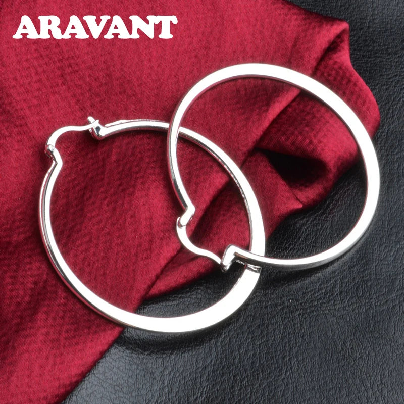 Aravant 925 Silber 55mm Flache Creolen für Frauen – Mode-Schmuck, Geschenk