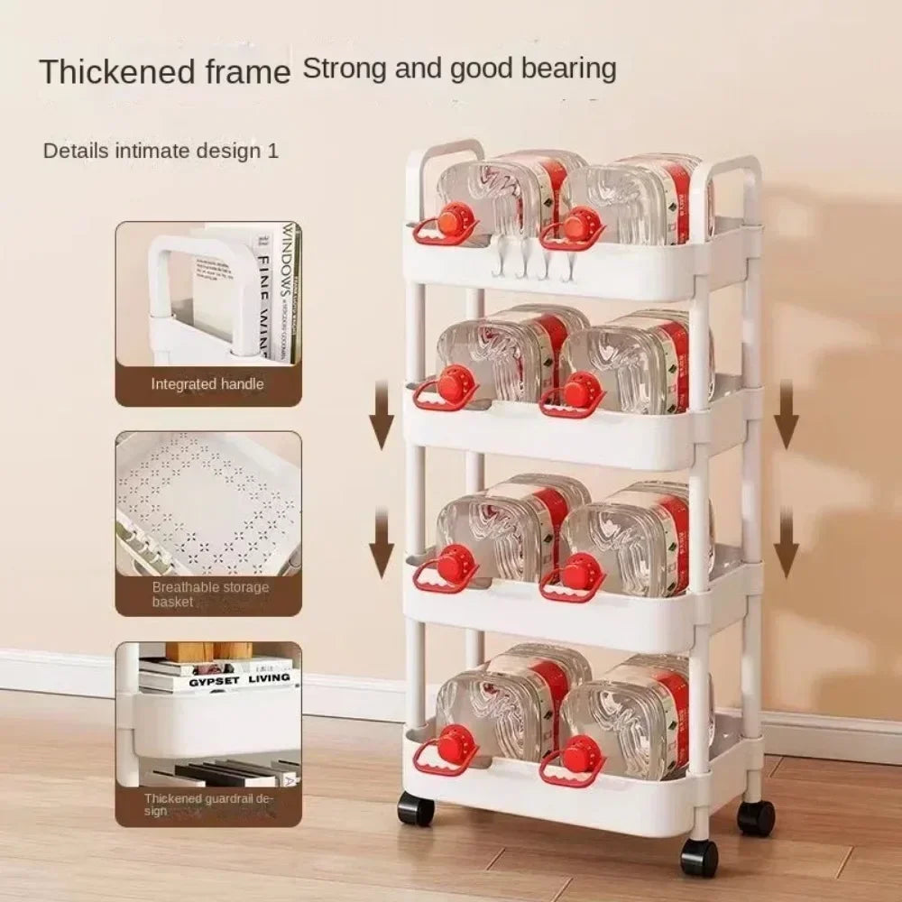Neuer mehrlagiger Rollwagen – Küchenbodenregal, Schlafzimmer-, Baby-Snack-, mobiles Badezimmerregal, Haushaltswagen mit Rollen
