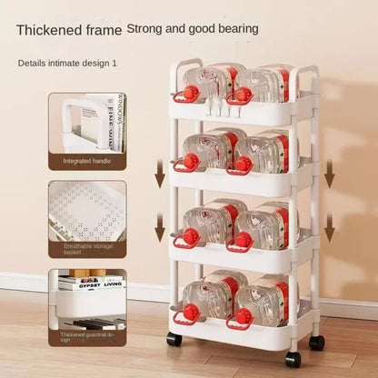 Neuer mehrlagiger Rollwagen – Küchenbodenregal, Schlafzimmer-, Baby-Snack-, mobiles Badezimmerregal, Haushaltswagen mit Rollen