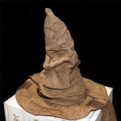 Modischer Hexen- und Zaubererhut aus Filmen: Ledernes Sprechender Hut im Potter-Stil, Halloween-Party-Requisite, Verkleidungshut, Cosplay-Kostümzubehör für Herren.