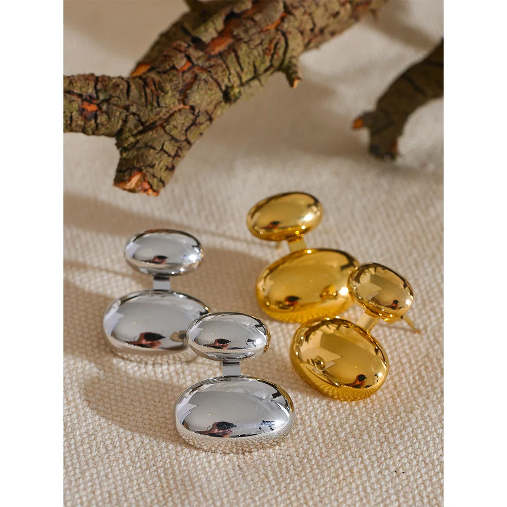 YHPUP Edelstahl halb minimalistischer Metallropfen Charmohrringe für Frauen Anti -allergische hochwertige tägliche Mode Japan Juwely