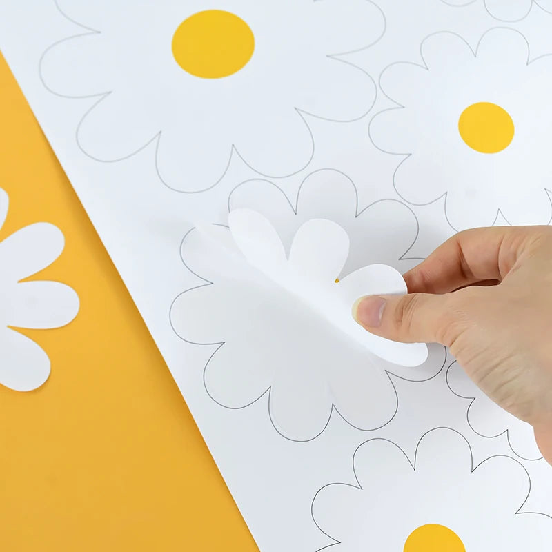 Weiße Gänseblümchen Blume Wandaufkleber Kinderzimmer Wohnzimmer DIY Kunst Decas Baby Kinderzimmer Heimdekoration PVC Fenster Aufkleber