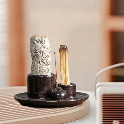 Moderner Weihrauchbrenner – Keramischer Kerzenhalter, Palo-Santo-Räucherstäbchenhalter für Meditation und Yoga-Raum-Dekoration