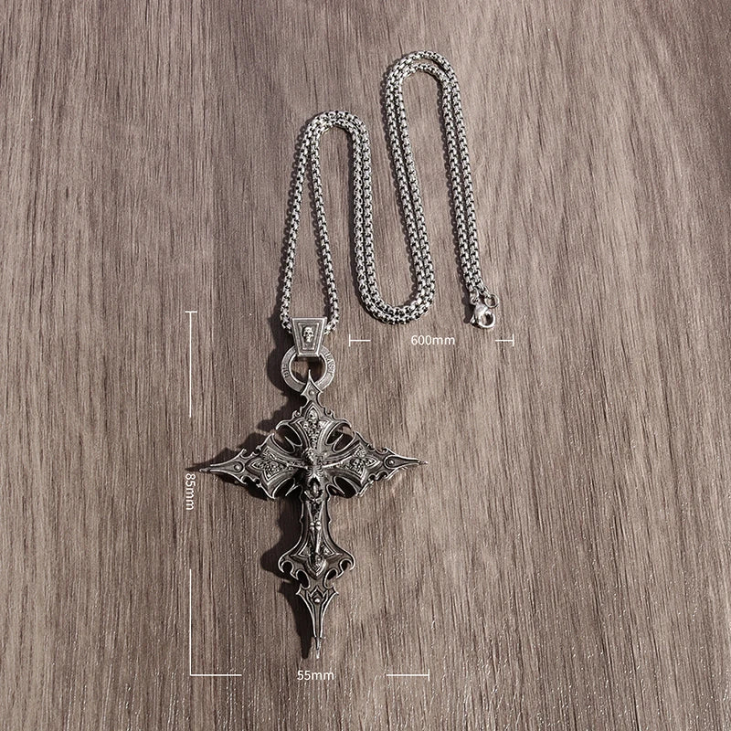 Vintage Gothic Kreuz-Schädel-Anhänger Halskette für Männer: Modisches Punk-Schmuckstück für Partys, Trendiger Schmuck, Halloween-Geschenk.