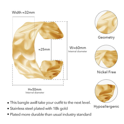 ENFASHION Geometrische Irreguläre Breite Armreif für Frauen – 18K Goldfarbene Beschichtung, eleganter Cuff-Armband, Mode-Schmuck B242402