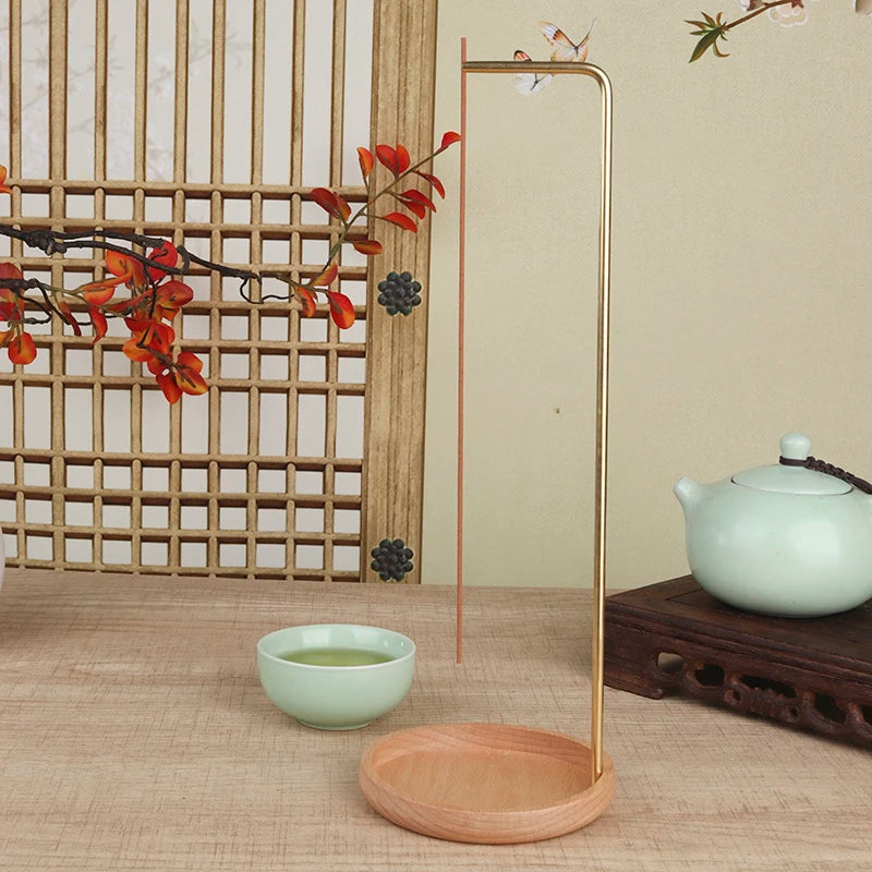 1Pcs Kreativer Messing Räucherstäbchen Halter Auf dem Kopf Hölzern Räucherstäbchen Brenner Räucherstäbchen Platte Asche Fänger Buddhismus liefert Home Decor