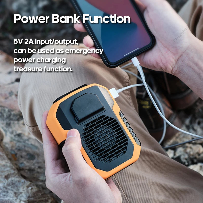 KINSCOTER Hängender Taillenventilator für den Außenbereich, 6000 mAh, tragbarer Taillen-/Nackenventilator, Kühlerventilator, 3 Geschwindigkeiten, geräuschlos, lange Lebensdauer, elektrischer Ventilator