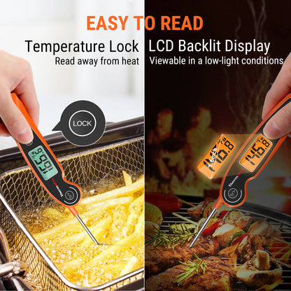 ThermoPro TP605 Schnell ablesendes wasserdichtes digitales BBQ-Thermometer mit Hintergrundbeleuchtung für das Kochen von Fleisch