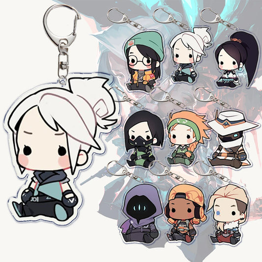 Anime Valorant Schlüsselanhänger – Schlüsselring, Süßes Cartoon PC Spiel, Beliebte Llaveros für Tasche, Anhänger, Accessoire Geschenk