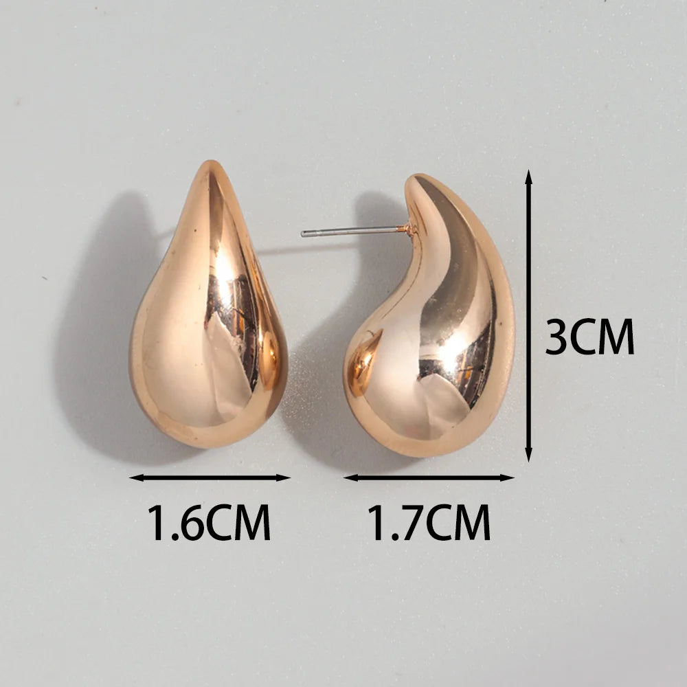 Neue 3 Paar / Set Chunky Wassertropfen Creolen Duplikate für Frauen Dicke Metallic-Farbe Acryl Tear Drop Ohrring Leichter Schmuck