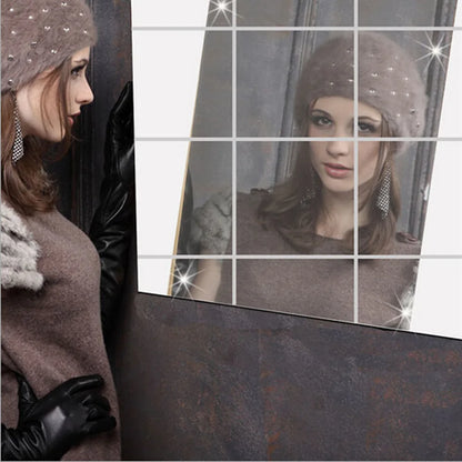 9/16pcs Wandaufkleber 3D Quadrat Ganzkörper Spiegel Silber Aufkleber Mosaik Badezimmer Spiegel Aufkleber Selbstklebender Wandspiegel HomeDecor