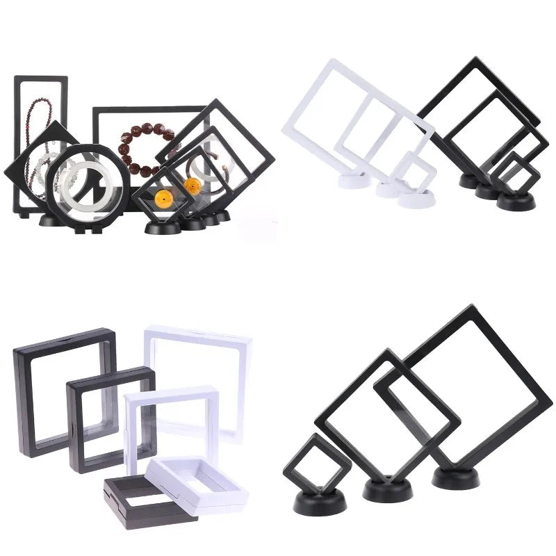 3D Floating Picture Frame Box Jewelry Home Display Stand Ring Pendant Holder Protect Jewellery Präsentation Case
