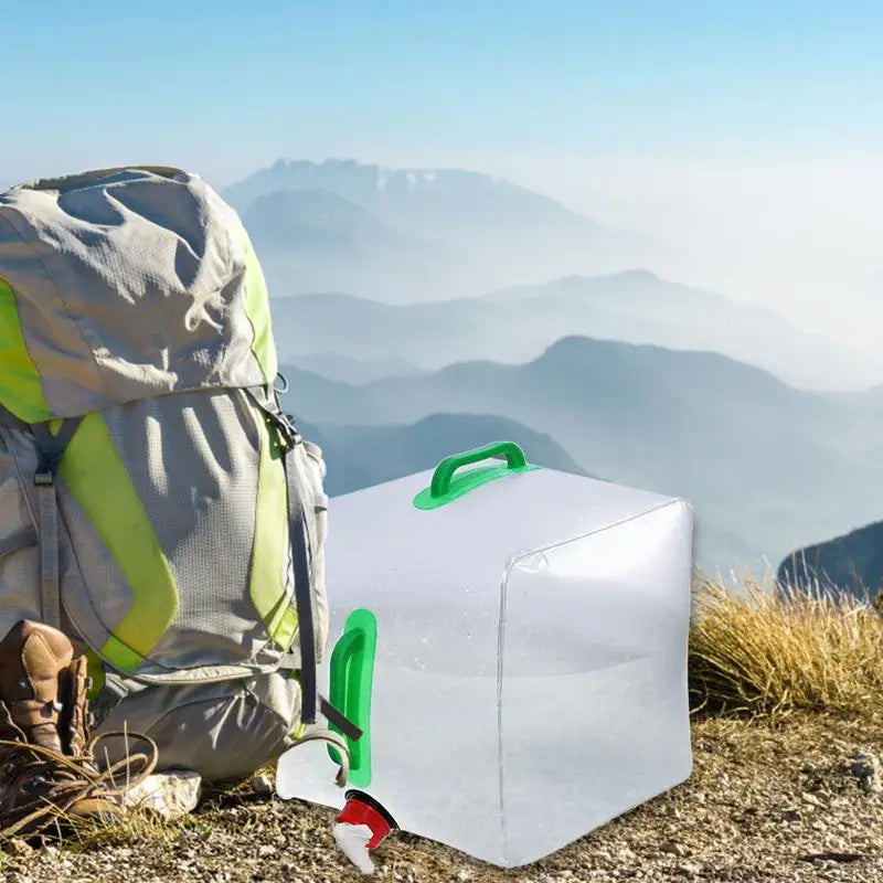 10L / 20L Faltkanister Rucksack Wasserbehälter Auto Trinkwassertopf mit Griff Hahn Schraubverschlüsse für Camping Wandern Picknick