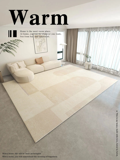 VIKAMA Teppich im einfachen Creme-Stil - Hochwertige, luxuriöse Bodenmatte für Wohn- und Schlafzimmer, ideal als Couchtischunterlage für Herbst und Winter