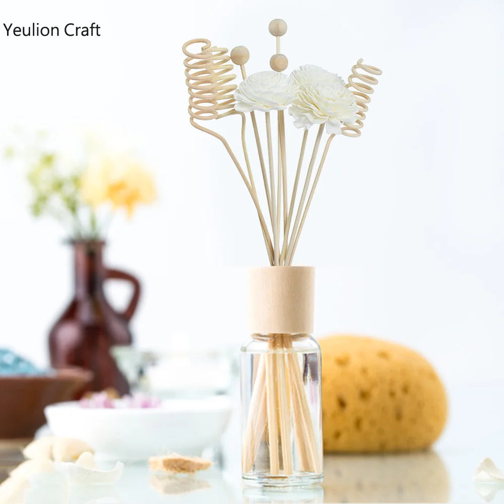 9PCS/lot Flower Aromatherapy Rattan No Fire Aroma Diffuser Sticks Home Living Room Aromatic Incense Supplies