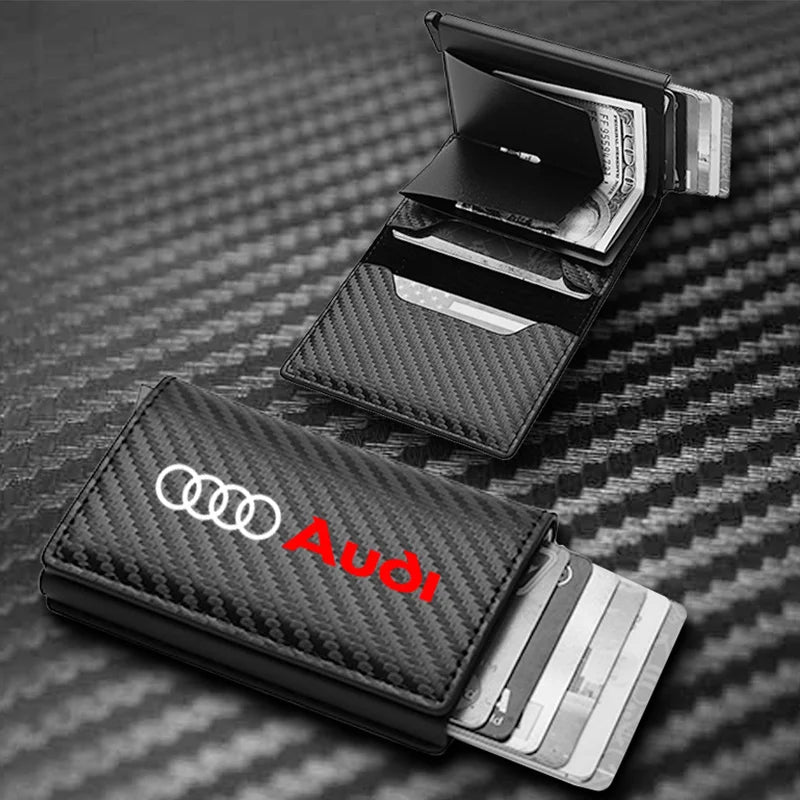 Carbon Faser Leder Rfid Karte Halter Tasche Männer Brieftaschen Geld Tasche Für Audi A1 A3 8P 8V A4 a5 A6 A7 A8 Q3 Q5 Q7 Q8 Sline TT