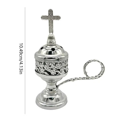 Europäischer Stil Haushalt Räucherstäbchen Brenner Weihrauchkegel Halter mit Kreuz Kleine Messing beschichtete Räucherstäbchen Brenner Bronze Farbe Katholisch