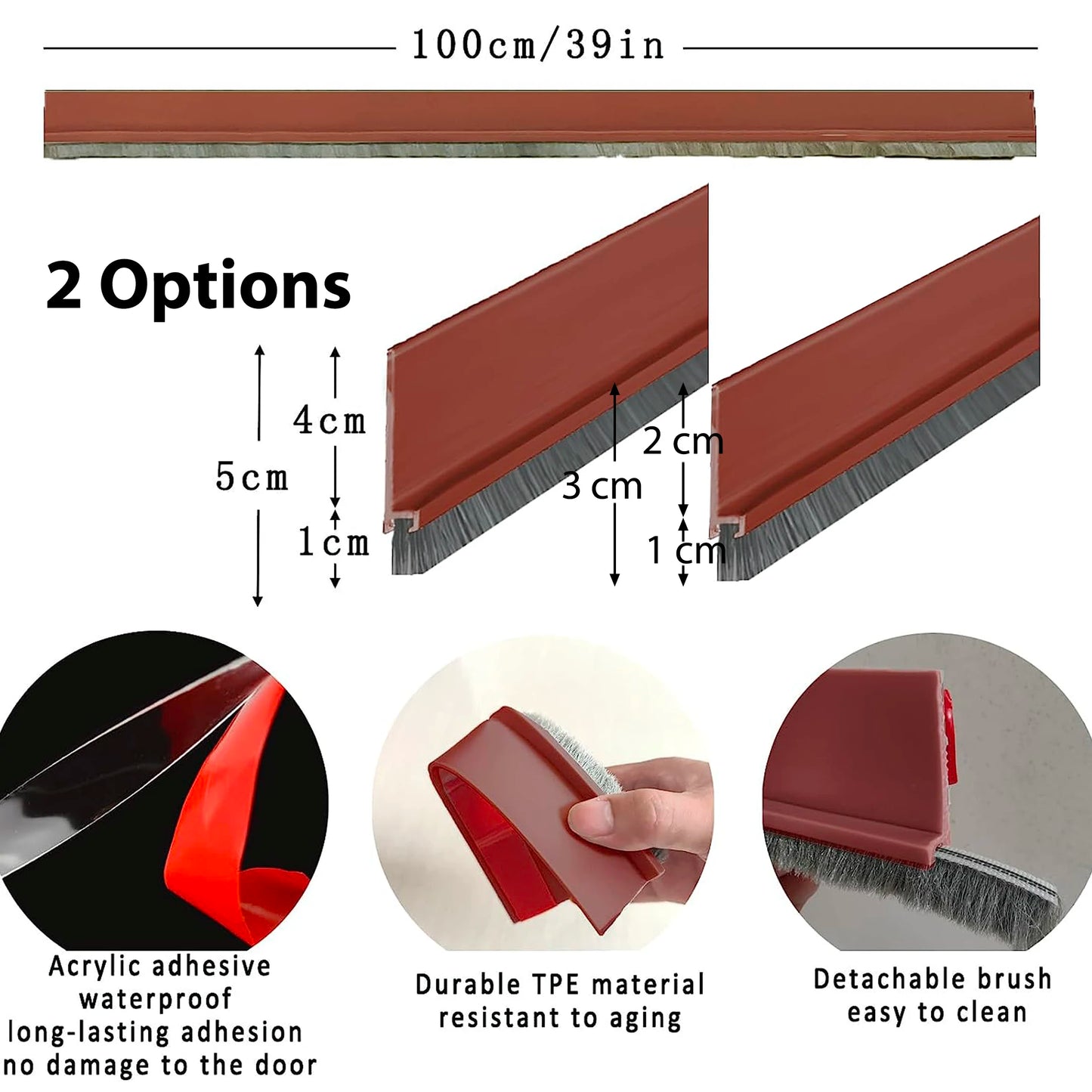 20/40 cm/1 m Tür-Zugluftstopper, wetterfeste Türdichtung, schwer zu verformen unter der Türabdeckung von Sweep Doors für Garagenfenster-Blocker