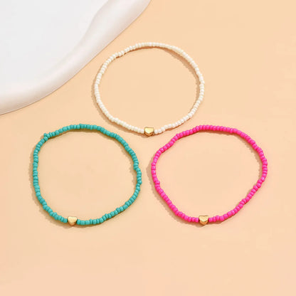 4 teile/satz Boho Mehrschichtperlen Herz Kette Fußkettchen Armband Charm Fußkettchen Sandalen Barfuß Strand Fuß Brautschmuck J043