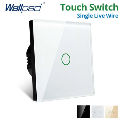 Wallpad 1/2/3 Gang 1/2 Wege EU Touch Schalter Weiß Schwarz Gold Glasscheibe Wandleuchte Sensor Taste mit LED AC110-220V