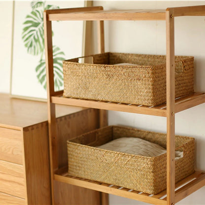 Gewebter Korb zum Organisieren von Kleinigkeiten Aufbewahrungskörbe Schublade Schrank Organzier Desktop Organizer Box Panier Rangement Cesta Mimbre