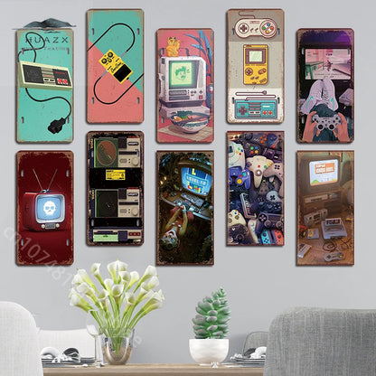 Videospiel Nummernschild Metallschild Jahrgang Playstation Gamer Eisen Zinn Poster Wandkunst Dekor für Jungen Spielzimmer Dekore Zuhause