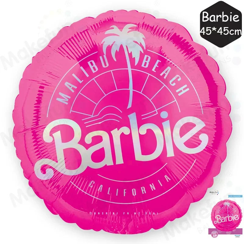 5er-Set Barbie Pink Themen-Serie – Große Partyhintergrunddekoration, einzeln verpackte Aluminiumfolienballons