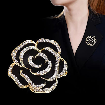 Kamelie Blume Brosche Mode Luxus Strass Imitation Perle Pin Für Frauen Emaille Mode Kleidung Corsage Schmuck Zugriffs