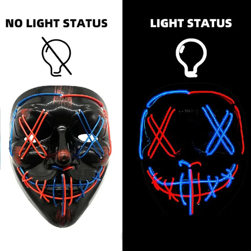 LED Dual-Color Leuchtmaske: Halloween-Buchstabe "V" Horrormaske, Rollenspiel-Karneval-Maske mit Kaltlicht-Effekt.