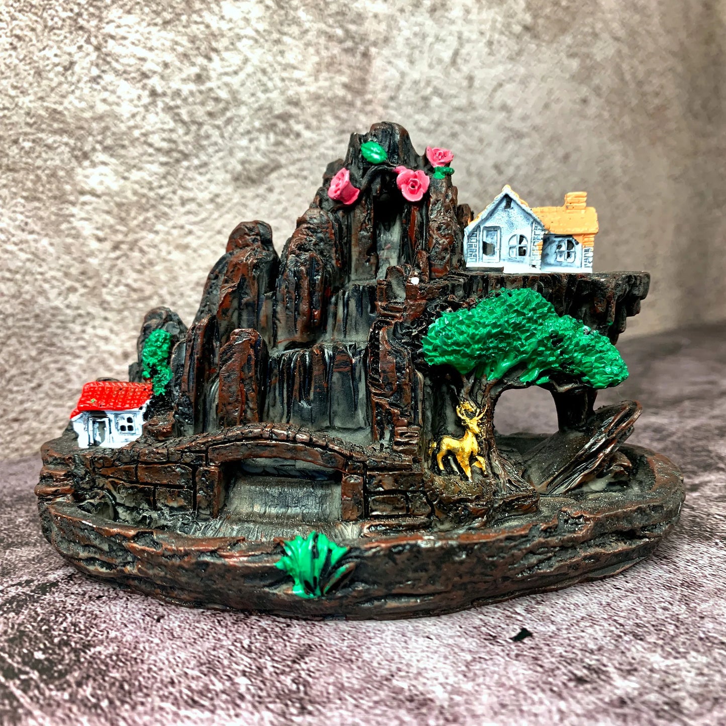 1 Stk. Harz-Rückfluss-Räuchergefäß – Feenberg Elegantes Reich, Räucherbrenner für Zuhause und Büro, dekoratives Räucherhalter-Ornament