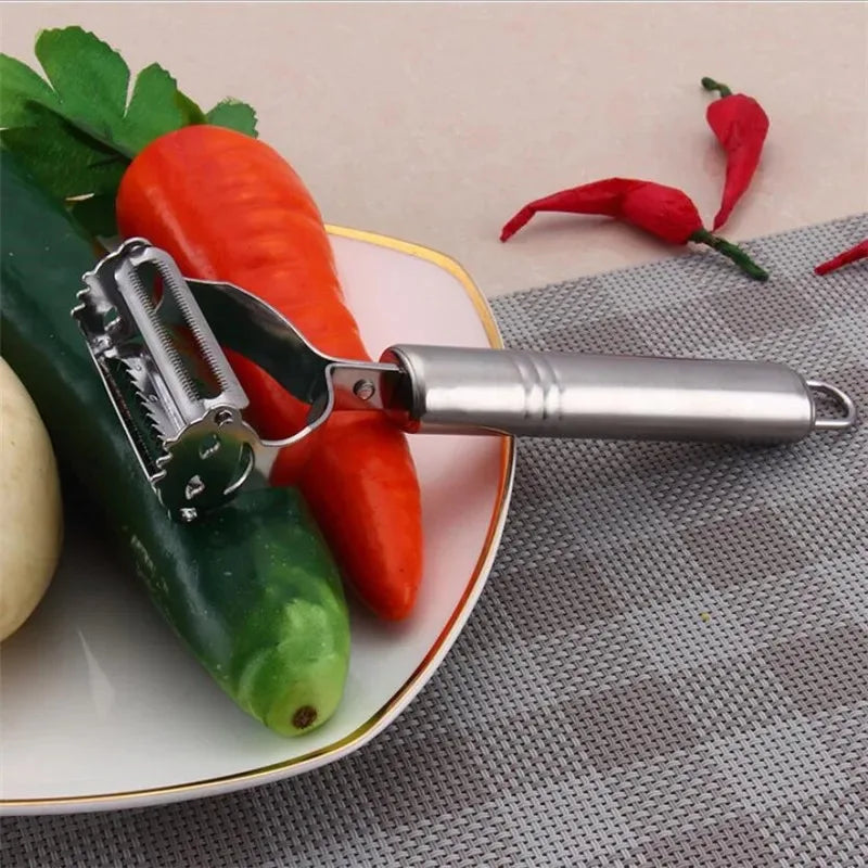Edelstahl-Multifunktions-Gemüseschäler und Julienne-Schneider, Julienne-Schäler, Kartoffel-Karotten-Reibe, Küchenwerkzeug