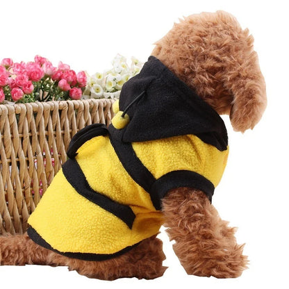 Bienen-Haustiermantel für Welpen: Fleece-Outfit, Kapuzenpullover für Hunde und Katzen, schickes Kostüm, Halloween-Cosplay-Pullover, Haustier-Hoodie.