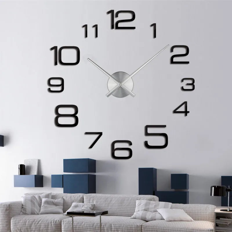 2023 Modernes Design Große Wanduhr 3D DIY Quarzuhren Modeuhren Acryl Spiegel Aufkleber Wohnzimmer Wohnkultur Horloge