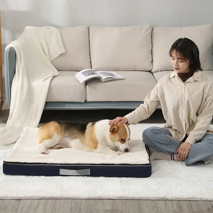 Großes Haustierbett – Plüsch Memory Foam Hundebett für große Hunde, abnehmbares und waschbares Hundekissen, rutschfeste Eiermatte, Katzen-Sofa
