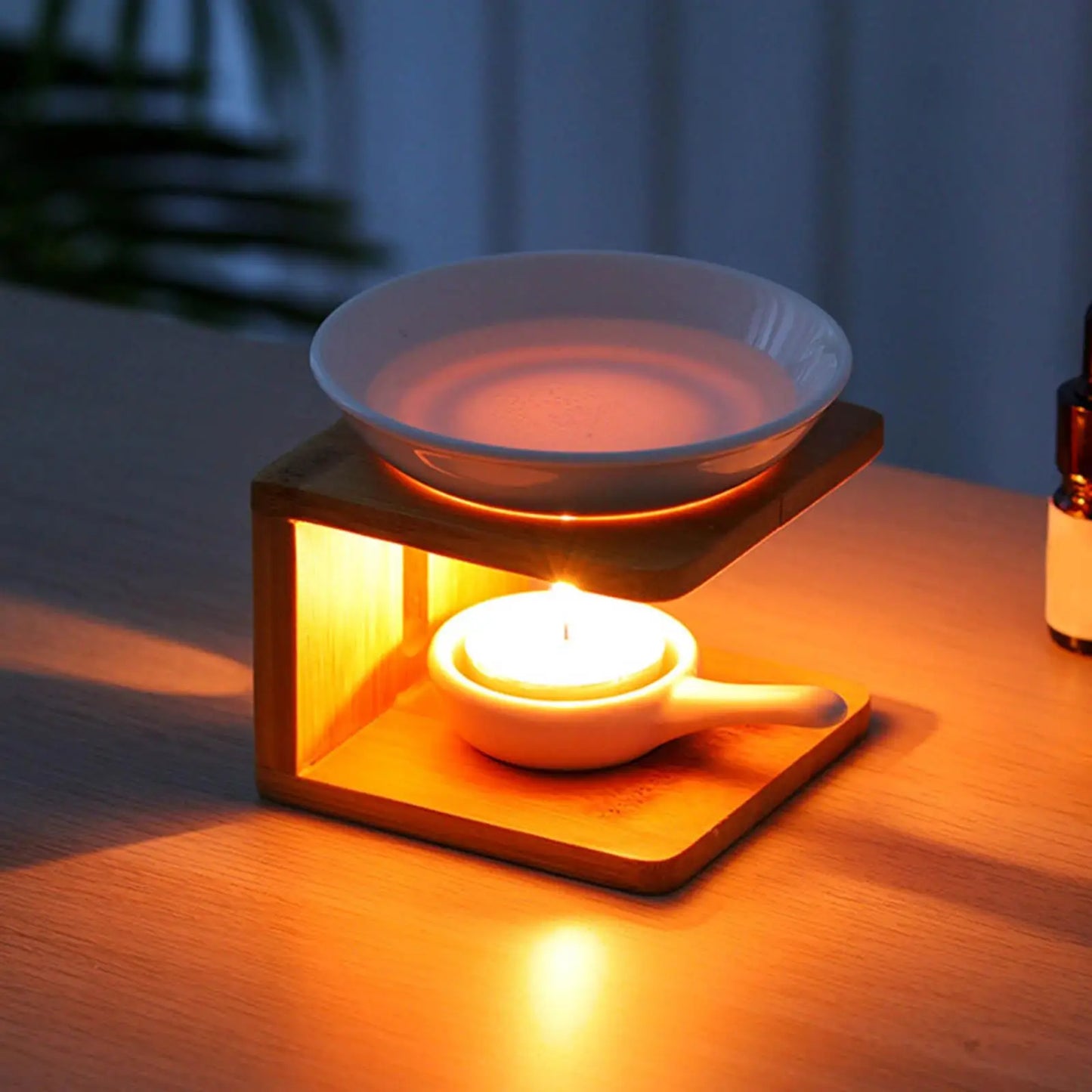 Ätherisches Öl Brenner Aroma Diffusor Bambus Tee Herd Basis Haushalt Holz Ätherisches Öl Brenner Ätherisches Öl Diffusor Dekor