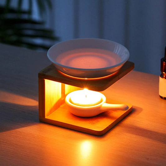 Ätherisches Öl Brenner Aroma Diffusor Bambus Tee Herd Basis Haushalt Holz Ätherisches Öl Brenner Ätherisches Öl Diffusor Dekor